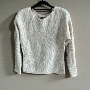 Abercrombie & Fitch Tan and Cream Zebra Print Sweater Size Small